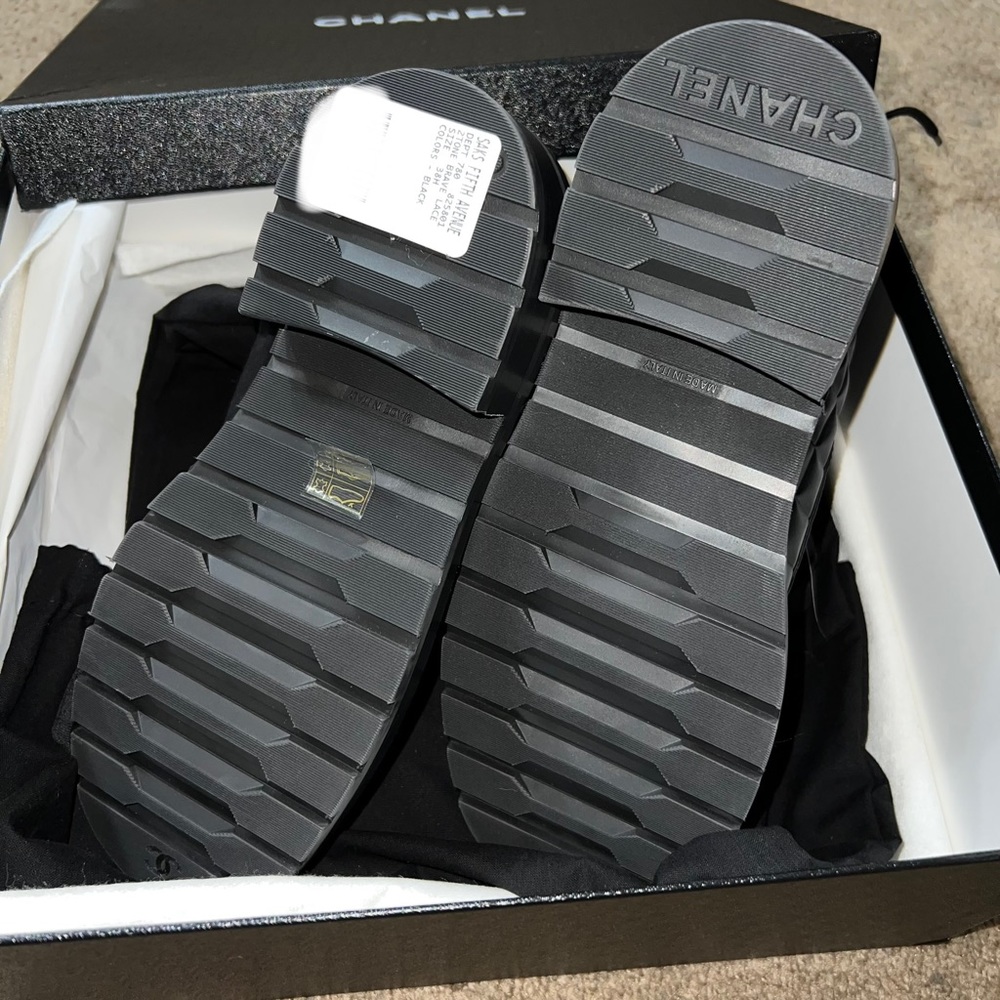 Chanel Lace Up Calfskin & Shiny Calfskin Leather Boots - Picture 14 of 16